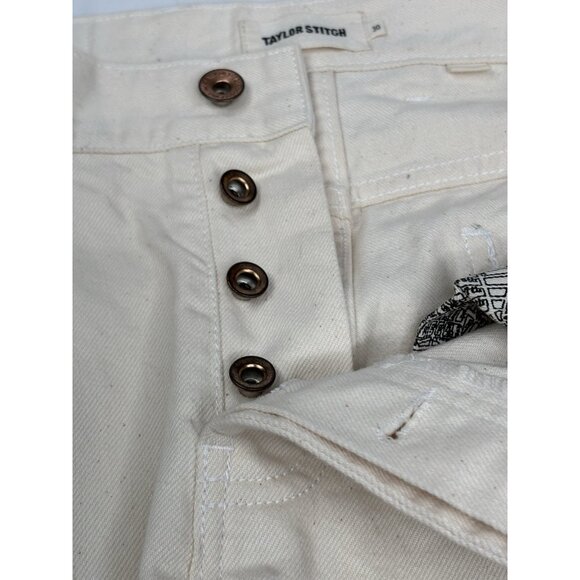 Taylor Stitch Slim Organic Selvedge Jean Men’s 30x34 Natural Button Fly Rivets - Picture 8 of 16